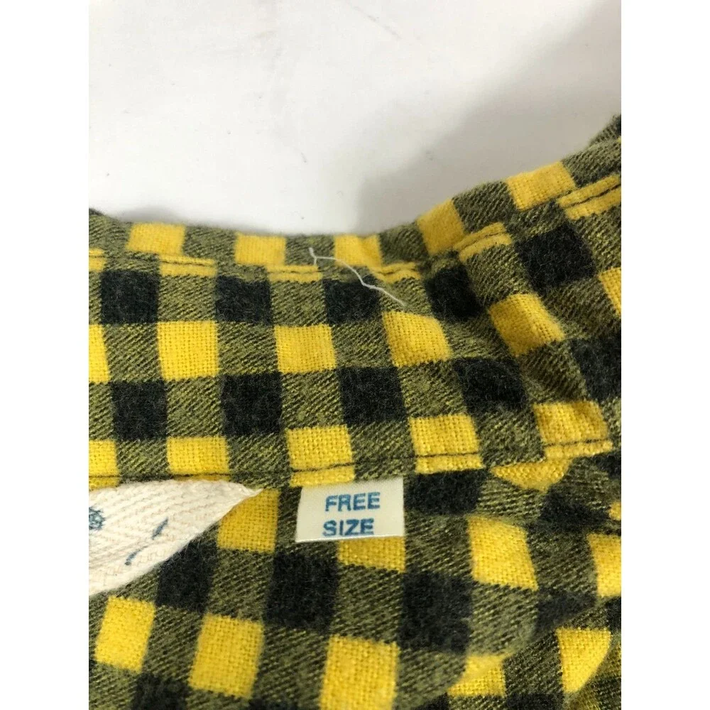 Vintage Indygo Kenar Yellow and Black Flannel Shirt Womens Free Size 100% Cotton
